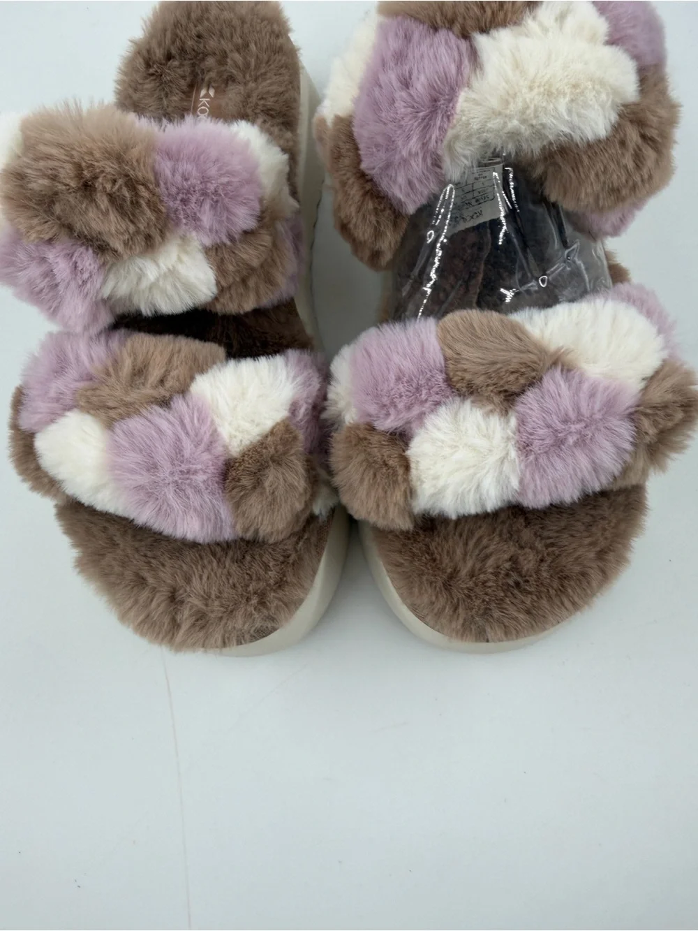 👞 Koolaburra by Ugg Ya-Baby -SZ 3.5- Multicolor Fuzzy Slide Sandals